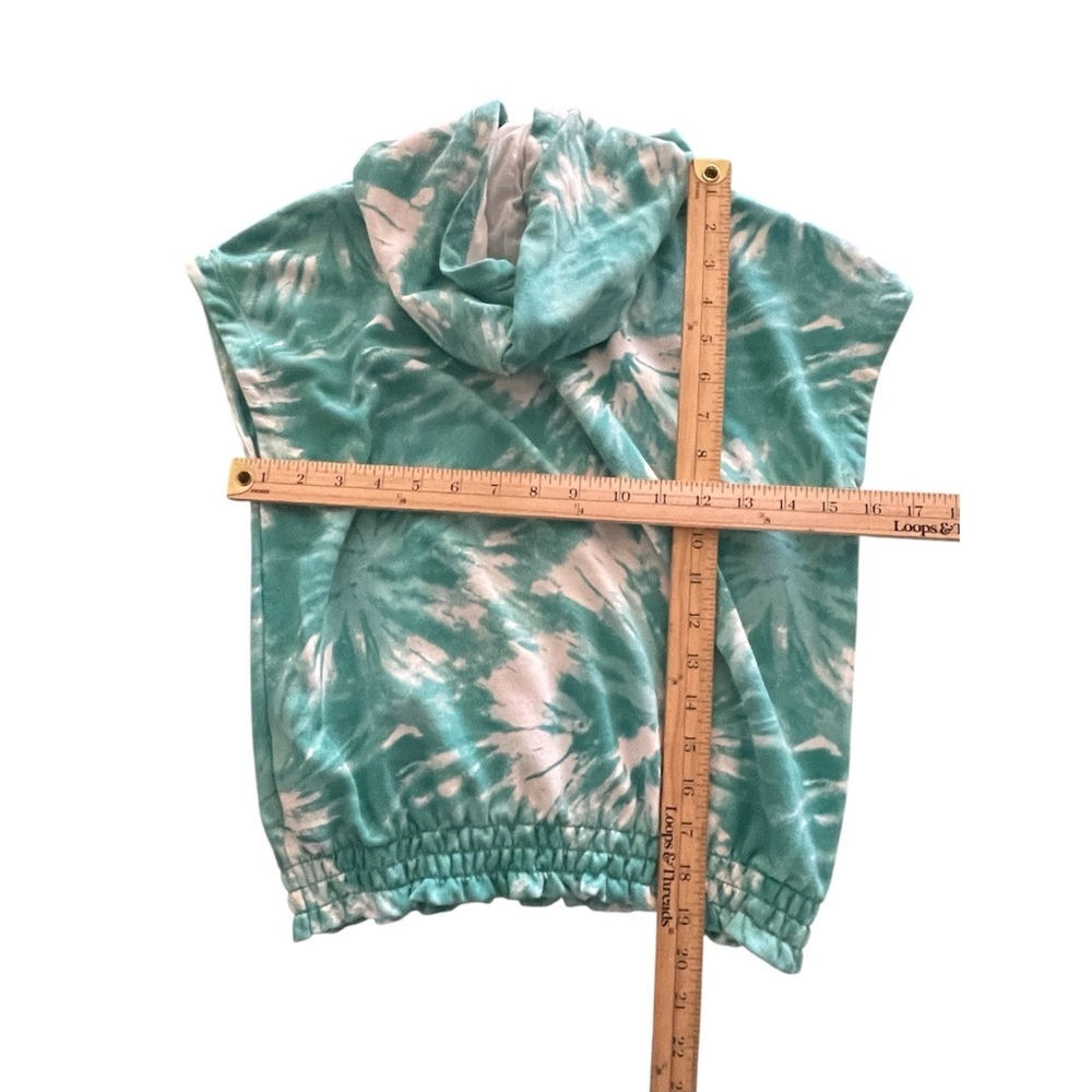 H&M Youth Teal and White Tie-Dye Sleeveless Top with hoodie Size: 8/10 - Picture 4 of 6